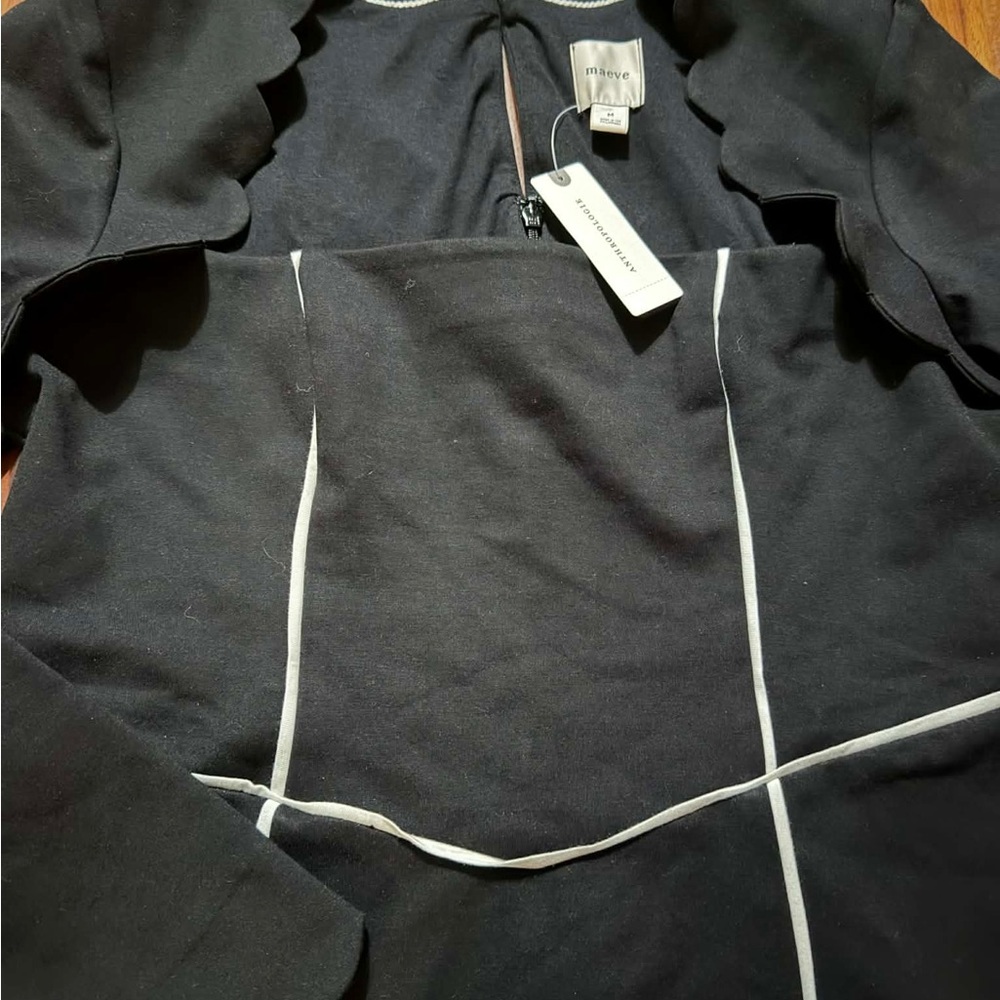 Anthropologie Black Dress with White Trim - Picture 5 of 6